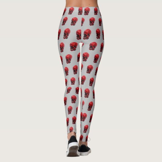 Halloween crâne rouge Leggings d'impression (Dos)