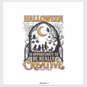 Halloween Creatieve Kinderen Silhouet Halve Maan W Sticker