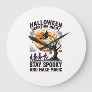 Halloween Creatieve Shirt Vintage Griezellige Maan Grote Klok