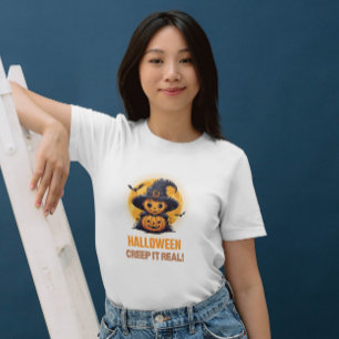 Halloween Creep It Real Pumpkin & Witch Vrouwen T-shirt
