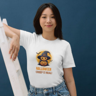 Halloween Creep It Real Pumpkin & Witch Vrouwen T-shirt