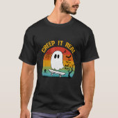 Halloween Creep Real Retro Skateboarding Ghost T-shirt (Voorkant)