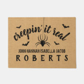 Halloween Creepin it Real Custom Rustic Burlap Deurmat (Voorkant)