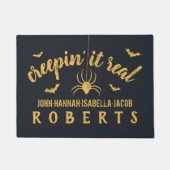 Halloween Creepin it Real Custom Rustic Spider Bat Deurmat (Voorkant)