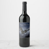 Halloween Creepy Bat Flying Personalized Dark Navy Wijn Etiket (Voorkant)