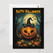 Halloween Creepy Bow Pumpkin Black Briefkaart (Voorkant / Achterkant)