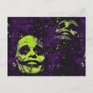 Halloween Creepy Clown Spooky Seizoen Paarse Briefkaart