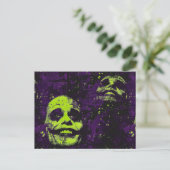 Halloween Creepy Clown Spooky Seizoen Paarse Briefkaart (Staand voorkant)