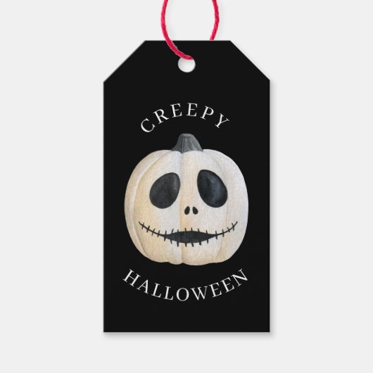 Halloween Creepy Gothic Jack O Lantaarn Pompoen Cadeaulabel (Voorkant)