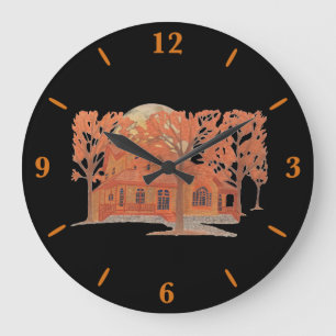Halloween Creepy Haunted House Large Clock Grote Klok