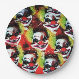 halloween creepy kwaadaardig horror clown collage papieren bordje