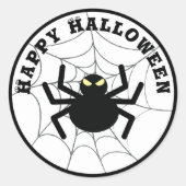 Halloween Creepy Scary Black Itsy Bitsy Spider Web Ronde Sticker (Voorkant)