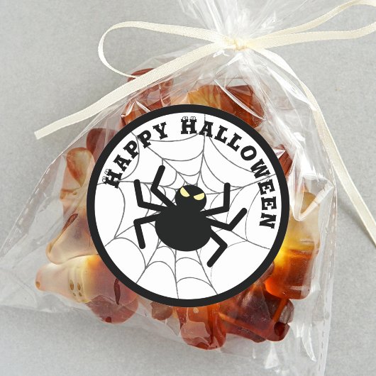 Halloween Creepy Scary Black Itsy Bitsy Spider Web Ronde Sticker