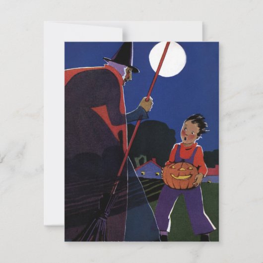  Halloween, Creepy Witch met Boy Kaart (Voorkant)