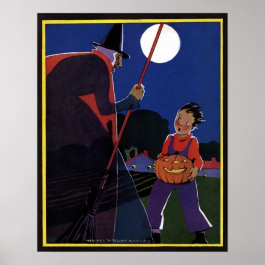 Halloween, Creepy Witch met Boy Poster (Voorkant)