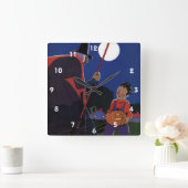 Halloween, Creepy Witch met Boy Vierkante Klok (Huis)