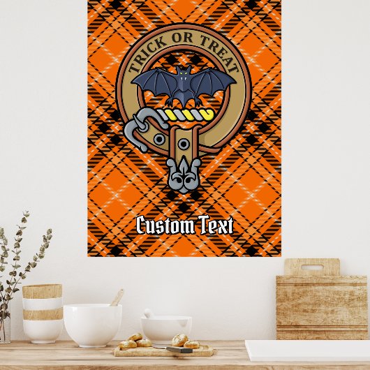 Halloween Crest boven Tartan Poster (Keuken)