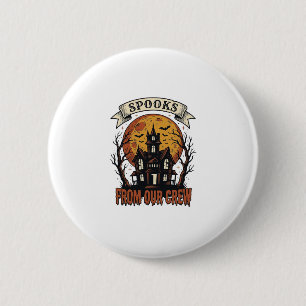 Halloween Crew T-shirt Vintage Geest Huis Ontwerp_ Ronde Button 5,7 Cm