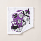 Halloween Croissant Lune crâne de sorcière (Gant de toilette)