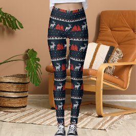 Halloween Crossover Fun Reindeer Christmas Pattern Leggings