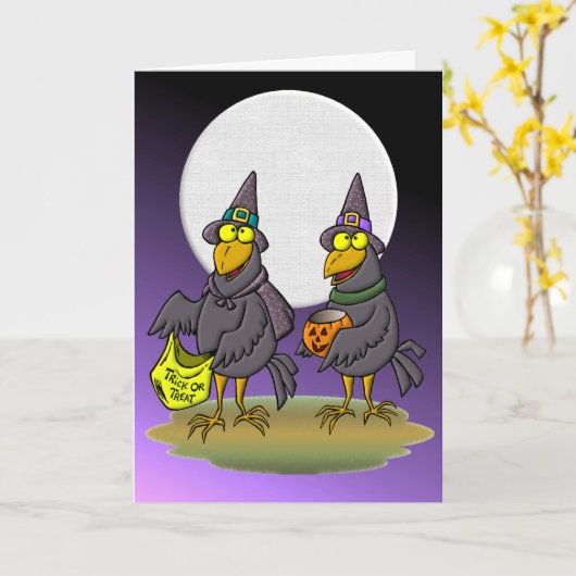 Halloween Crows Kaart (Gele Bloem)