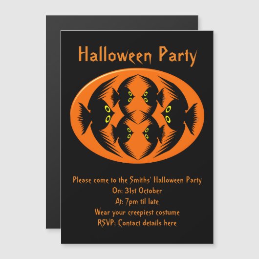 Halloween Crows Magnetic Party Invites Magnetische Uitnodiging (Voorkant / Achterkant)