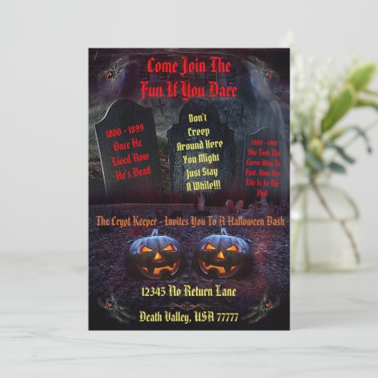 Halloween Crypt Keeper Graveyard Tombstone Bash Kaart (Staand voorkant)