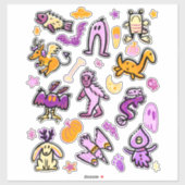 Halloween Cryptid Monsters Cartoon Pattern Sticker (Vel)