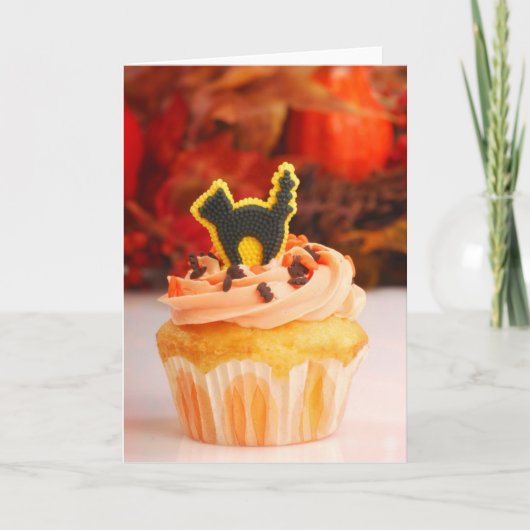 Halloween Cupcake met Herfst Foliage Kaart (Voorkant)