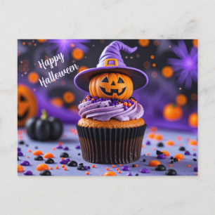 Halloween Cupcake met Jack O Lantern Feestdagenkaart