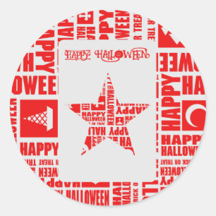 Halloween Custom Cool Whimsical Typography Rood Ronde Sticker