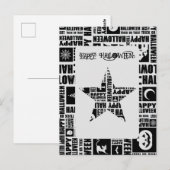 Halloween Custom Cool Whimsical Typography Zwart Briefkaart (Voorkant / Achterkant)