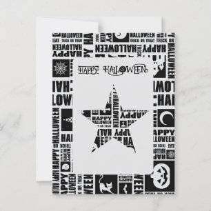 Halloween Custom Cool Whimsical Typography Zwart Briefkaart