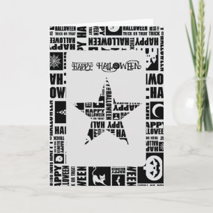 Halloween Custom Cool Whimsical Typography Zwart Kaart