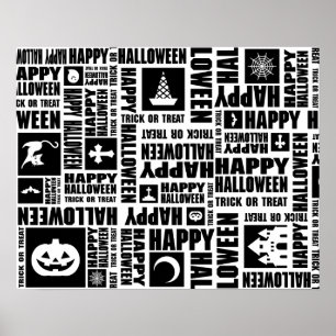 Halloween Custom Cool Whimsical Typography Zwart Poster