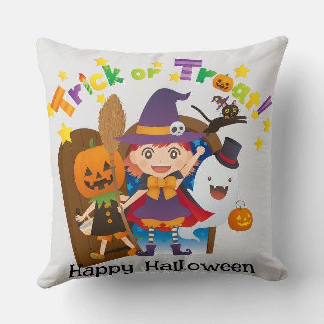 Halloween Custom grillige Schattigee heksenpompoen Kussen (Achterkant)