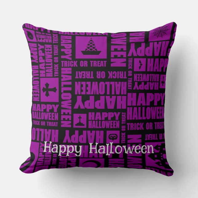 Halloween Custom Whimsical Cool Funny Paarse Kussen (Voorkant)