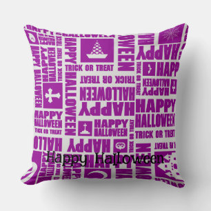 Halloween Custom Whimsical Cool Funny Paarse Kussen