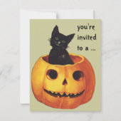 Halloween, Cute Black Cat in a Pumpkin Kaart (Voorkant)