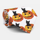  Halloween, Cute Black Cat in a Pumpkin Stropdas (Opgerold)