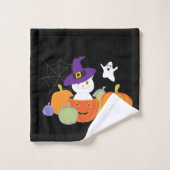 Halloween Cute Cat in Witch Pet Bad Handdoek (Wasdoekje)