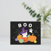Halloween Cute Cat in Witch Pet Briefkaart (Staand voorkant)