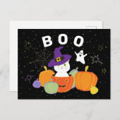 Halloween Cute Cat in Witch Pet Briefkaart (Voorkant / Achterkant)