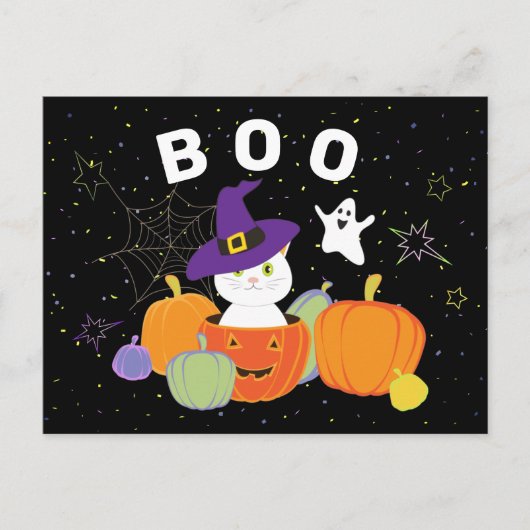 Halloween Cute Cat in Witch Pet Briefkaart (Voorkant)