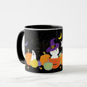 Halloween Cute Cat in Witch Pet Mok (Voorkant links)