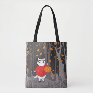 Halloween Cute Cat & Jack o lantern Draagtas