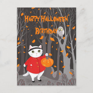 Halloween Cute Cat & Jack-o’-lantern Pumpkin Briefkaart