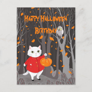 Halloween Cute Cat & Jack-o’-lantern Pumpkin Briefkaart