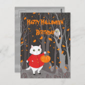 Halloween Cute Cat & Jack-o’-lantern Pumpkin Briefkaart (Voorkant / Achterkant)