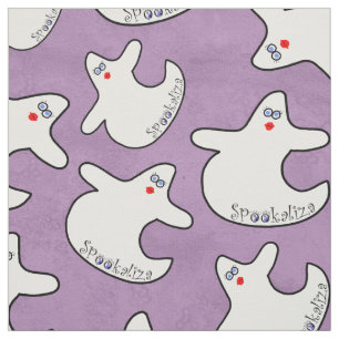Halloween Cute Diva Ghost Random Pattern Paars BG Stof
